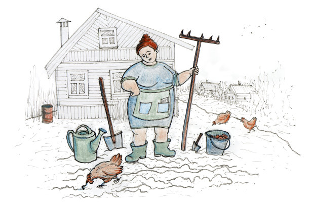 乡村生活。农妇用工具耕种的妇女图片下载