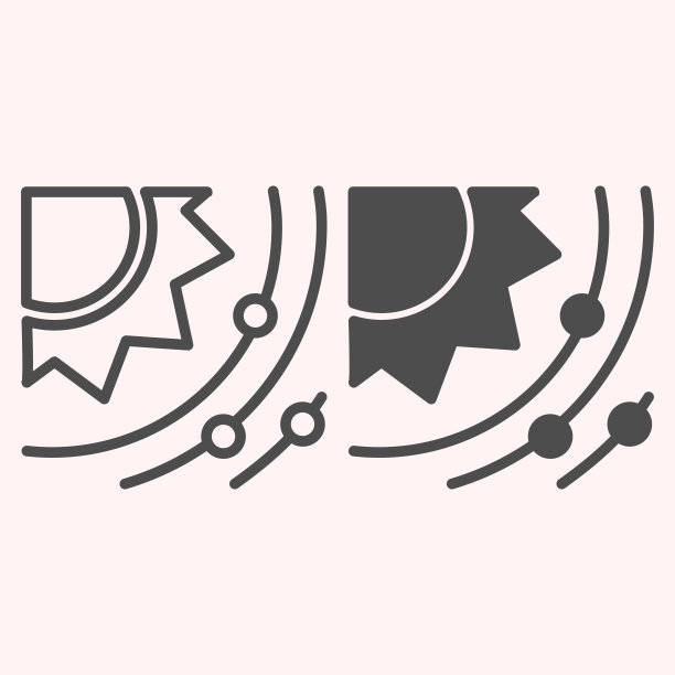 太阳系线和字形图标。太阳与行星和卫星。天文学矢量设计概念，轮廓风格的象形图上的白色背景，用于web和应用程序。Eps 10。图片下载