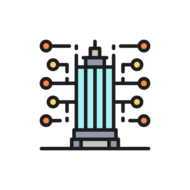 智能建筑，新城市科技平色线图标。图片下载
