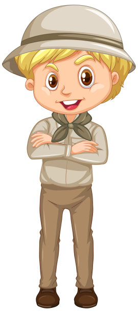 穿着童子军制服，背景是白色图片下载