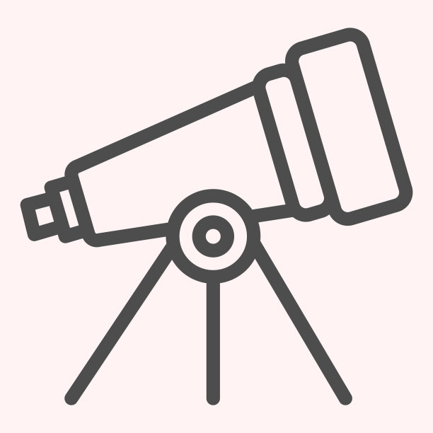 望远镜图标。空间科学清单项目。天文学矢量设计概念，轮廓风格的象形图上的白色背景，用于web和应用程序。Eps 10。图片下载