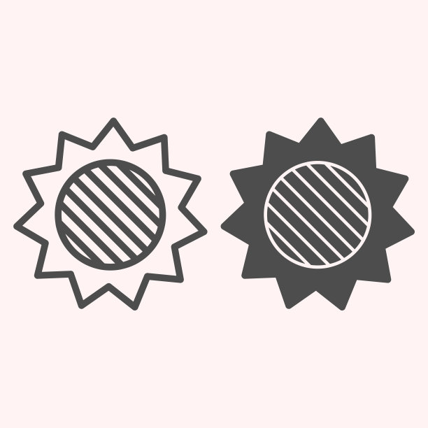 日食线和字形图标。太阳上的满月斑点。天文学矢量设计概念，轮廓风格的象形图上的白色背景，用于web和应用程序。Eps 10。图片下载