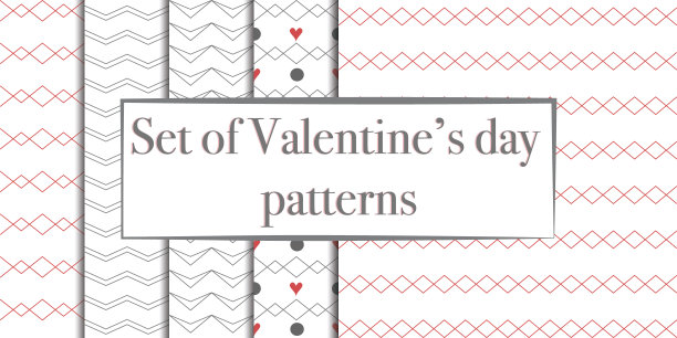 简单装饰向量无缝模式设置。用于瓷砖，墙纸，油毡，纺织品，包装纸，网页，儿童，明信片。背景与心。情人节，爱情的象征图片下载