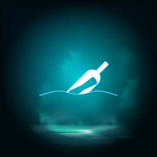 瓶子，信息矢量图标。灯光蓝色烟雾霓虹图标。瓶、消息向量图片下载