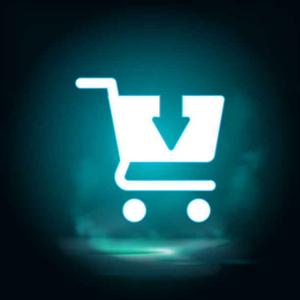 购买，购物车，购物矢量图标。灯光蓝色烟雾霓虹图标。购买，购物车，购物向量图片下载
