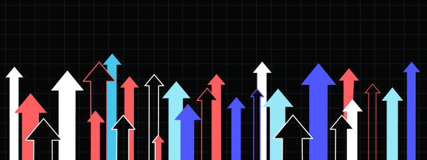 金融箭头图增长在黑暗的背景图片下载