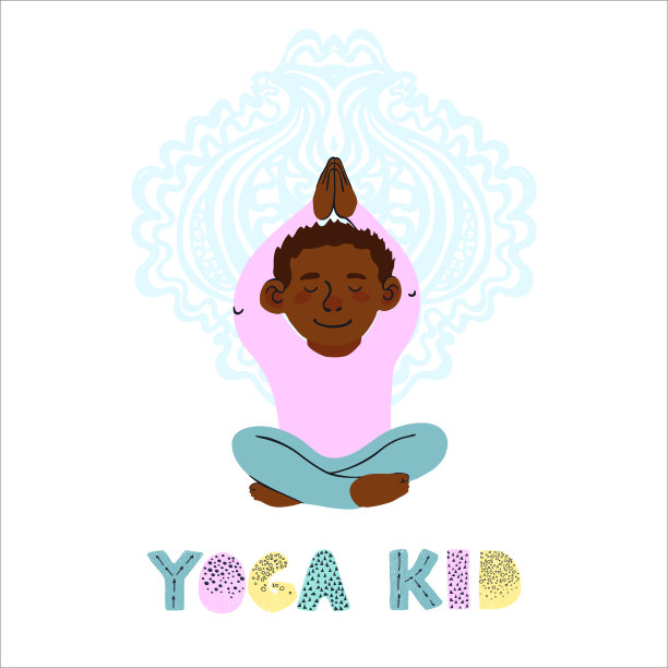 小男孩做瑜伽的插图图片下载