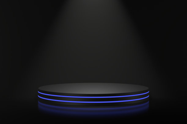 产品支架设计采用蓝色照明。3 d渲染。图片下载