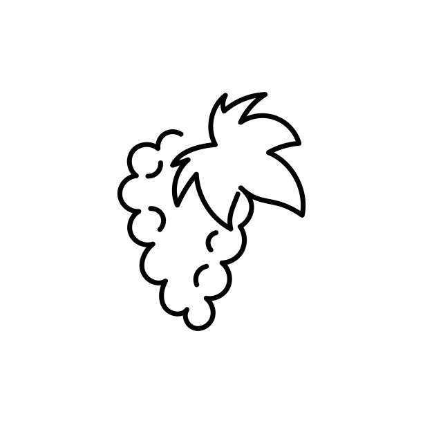 葡萄在轮廓风格，孤立在白色背景。夏季水果富含维生素，素食，矢量插图。对于网络和应用程序。图片下载