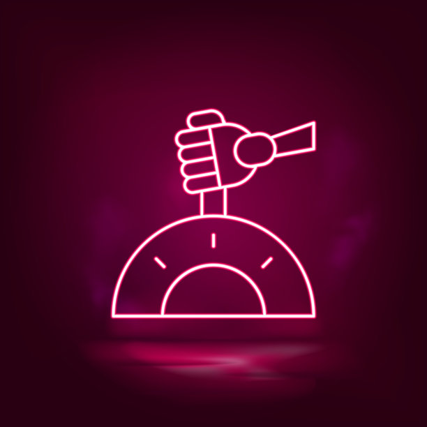 机械臂，机器人控制矢量霓虹图标。图解孤立向量sig图片下载