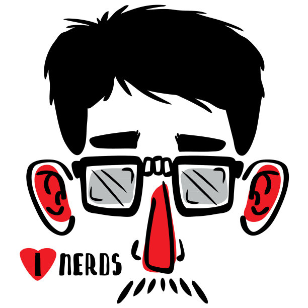 我喜欢书呆子。戴着眼镜的书呆子脸。图片下载