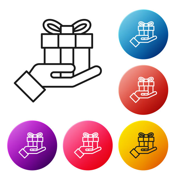 手持礼品盒图标，白色背景。圣诞快乐，新年快乐图片下载