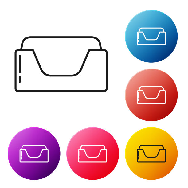 黑线宠物床图标孤立在白色背景上。设置彩色圆形按钮图标。矢量图图片下载