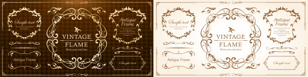 漂亮的装饰套装，仿古的镜框，复古的设计材料图片下载