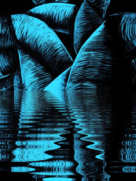 种子荚未来的形状，图案和设计在许多明亮的蓝色阴影图片下载