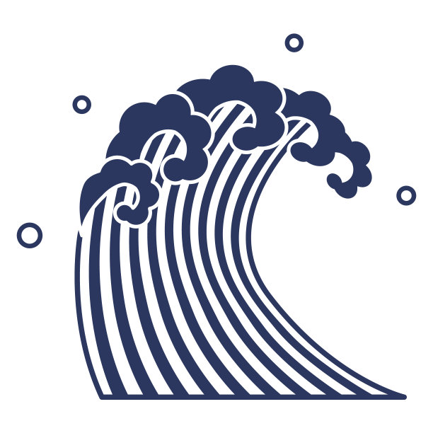 简单可爱的浮世绘波浪插图素材图片