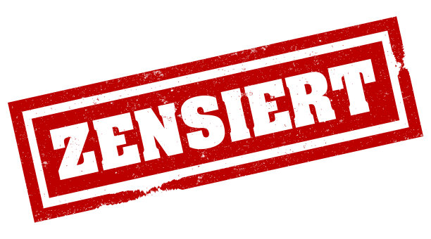 带有ZENSIERT字样的红色脏橡皮图章，德语为审查图片下载