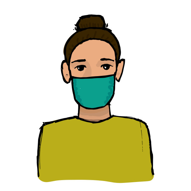 创造性的彩色手绘妇女插图在面具。图片下载