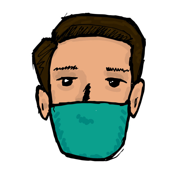 手绘的人的脸插图与面具。图片下载