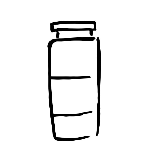 药瓶手绘插图在黑白颜色。图片下载