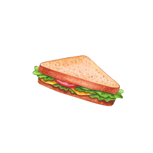 手绘水彩三明治插图图片下载