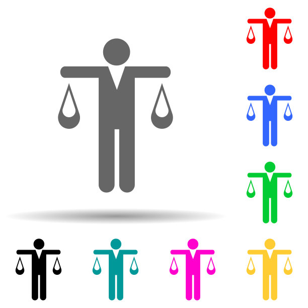 男子重量的形式多色风格图标。简单的字形，人力资源的平面矢量和热狩猎图标的用户界面和用户体验，网站或移动应用程序图片下载