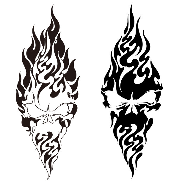 火焰骷髅组合插画图片下载