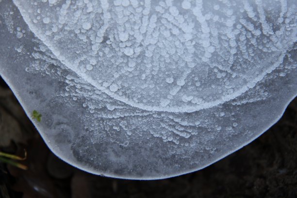 美丽的冰图案在一个冻结的沟渠。图片下载