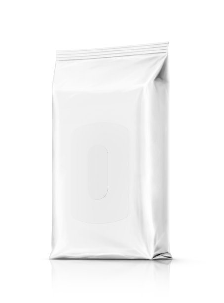 空白包装纸湿抹布袋产品设计模型孤立在白色背景图片下载