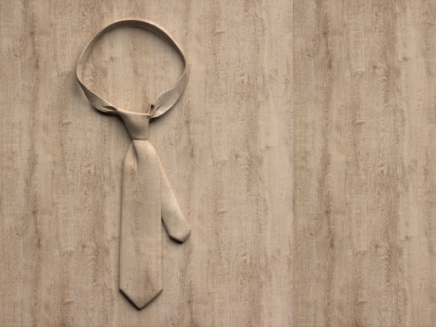 木制的男人领带在木制的背景。创造性的插图与复制空间。3 d渲染。图片下载