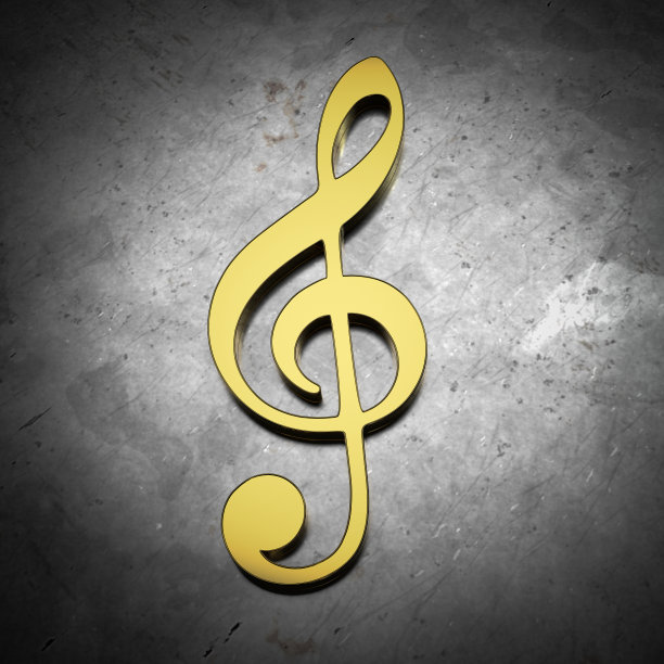 金高音谱号。3D渲染。图片下载