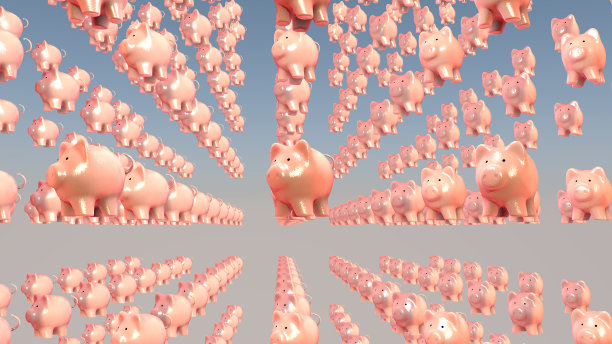 财务成功的概念，小猪存钱罐。三维渲染图片下载