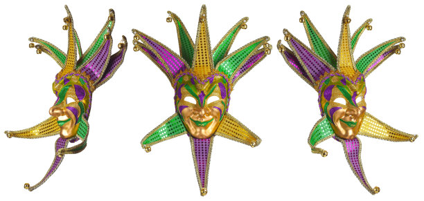 一套彩色的狂欢节面具孤立在白色图片下载