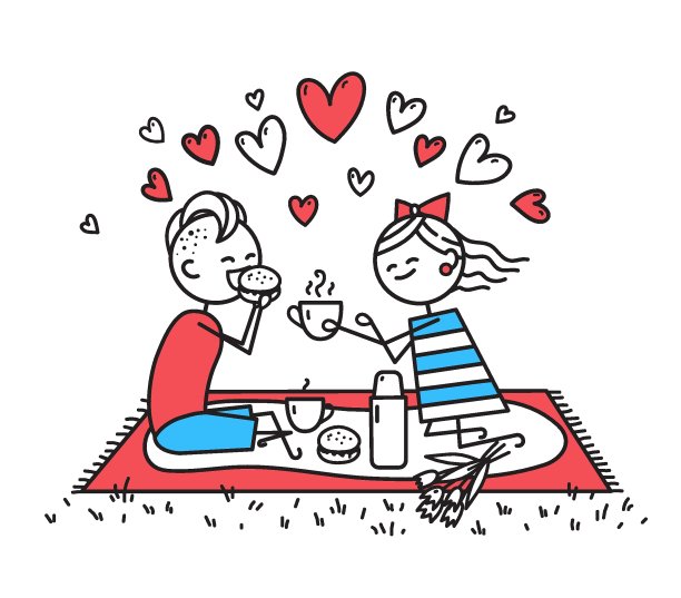 一对夫妇在白色背景下吃心形图片下载