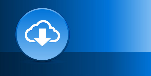 云下载图标玻璃现代蓝色按钮抽象背景图片下载