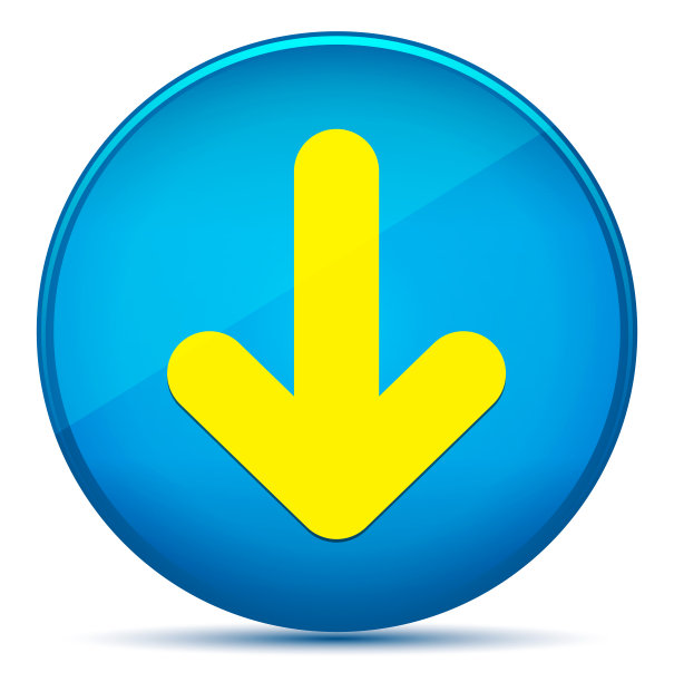 向下箭头图标现代平青蓝圆形按钮图片下载
