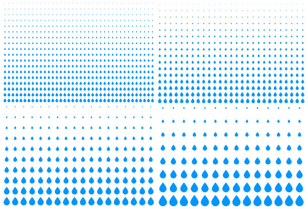 设置垂直蓝色渐变半色调滴点背景。水模板使用半色调滴纹理。撕裂的背景。矢量滴水模式。图片下载