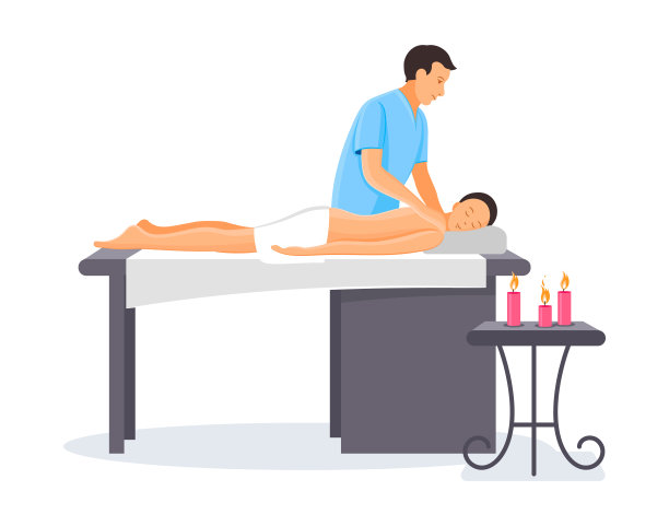 男人给美女做背部按摩图片下载