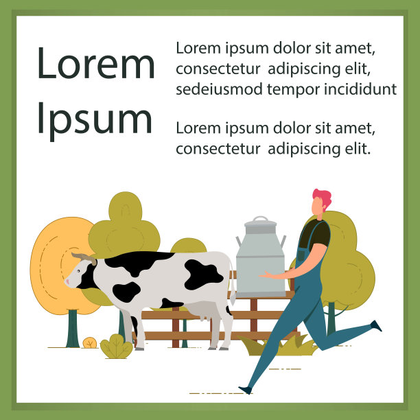 农民和新鲜奶制品广告横幅图片下载