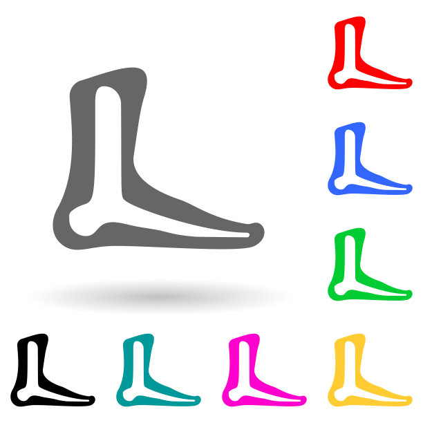 人腿多色风格图标。用户界面和用户体验、网站或移动应用程序的简单符号、人体部件的平面矢量图标图片下载