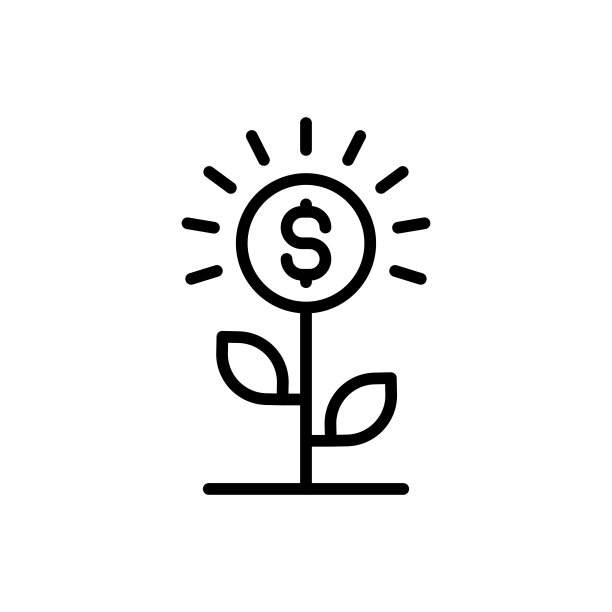 简单的金钱增长线图标。图片下载