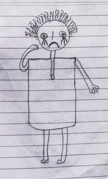 哭泣的女孩用白纸画画图片下载