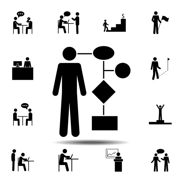人计划图标。简单的字形，平面矢量元素的人图标设置为用户界面和用户体验，网站或移动应用程序图片下载