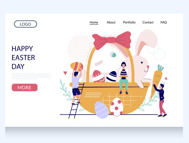 复活节快乐矢量网站登陆页面设计模板图片下载