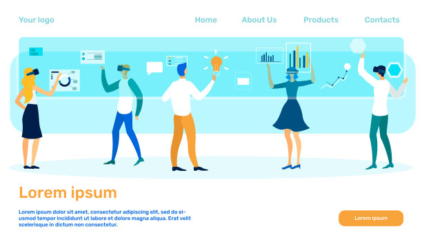 金融研究公司着陆页面矢量模板图片下载