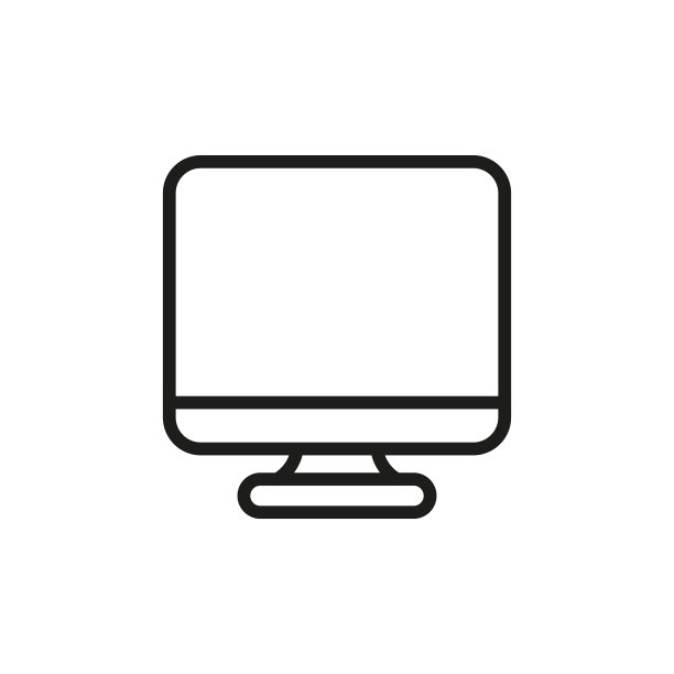 简单的电脑线条图标。图片下载