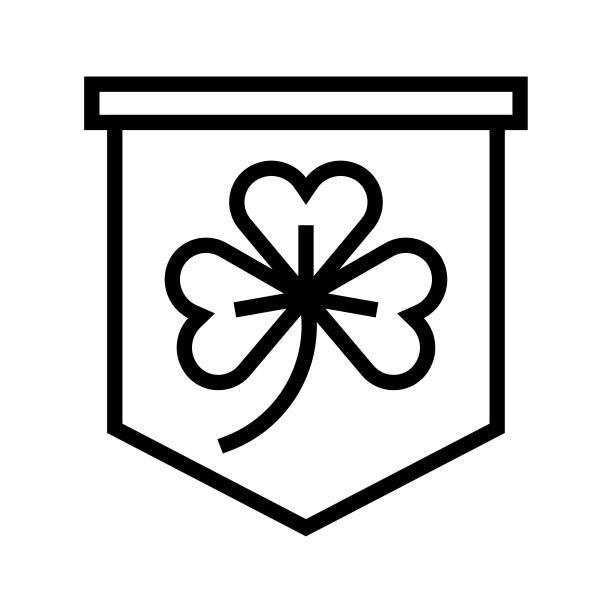 三叶草旗帜图标，圣帕特里克节相关矢量图图片下载