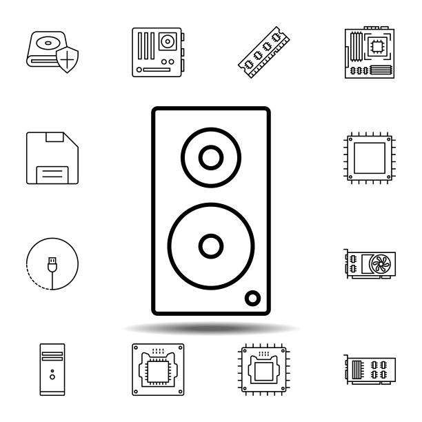 扬声器硬件图标：用于UI、UX、网站或App的细线条元素图片下载