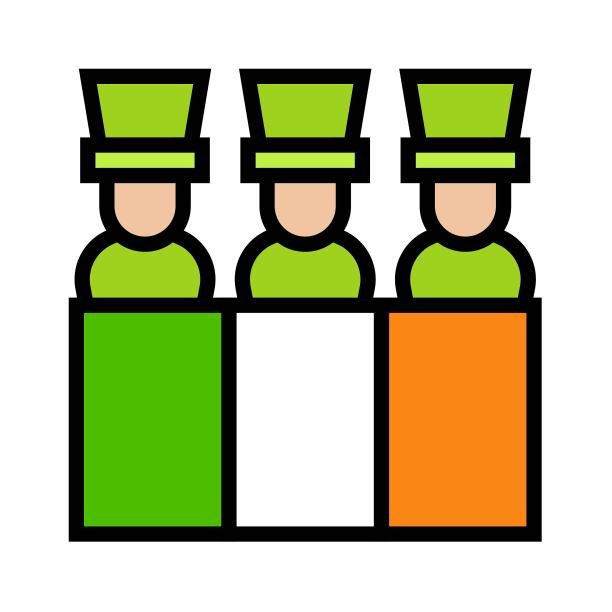 圣帕特里克节游行图标，矢量插图图片下载