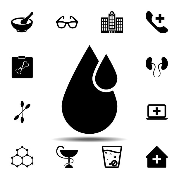 一滴血的图标。简单的字形矢量元素的医疗设置图标的用户界面和用户体验，网站或移动应用程序图片下载